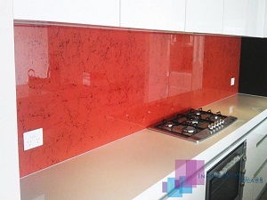 Red Painted Glass with Printed Marble FX